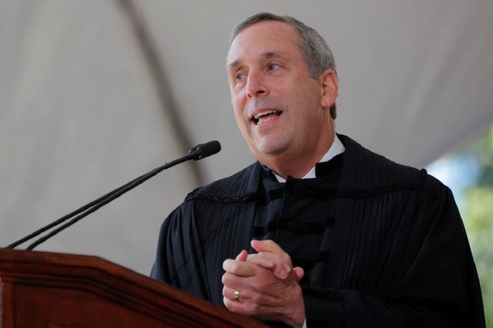 Lawrence Bacow speaks during his inauguration as the 29th President of Harvard University in Cambridge, Massachusetts, U.S., October 5, 2018. REUTERS/Brian Snyder