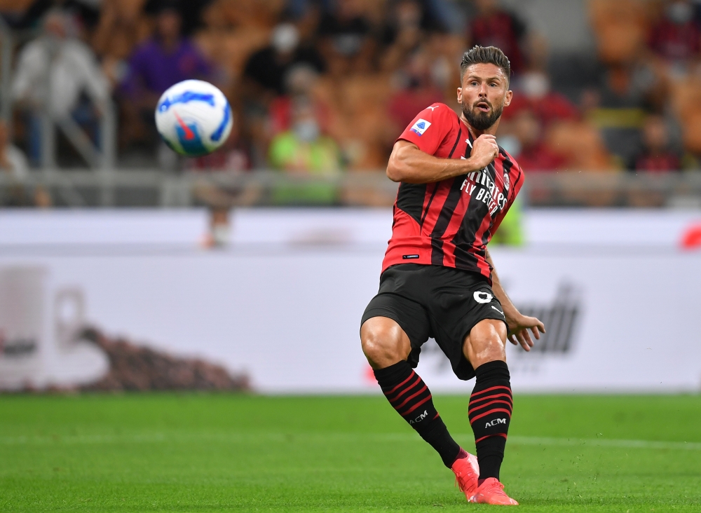 August 29, 2021 AC Milan's Olivier Giroud scores their third goal REUTERS/Daniele Mascolo/File Photo