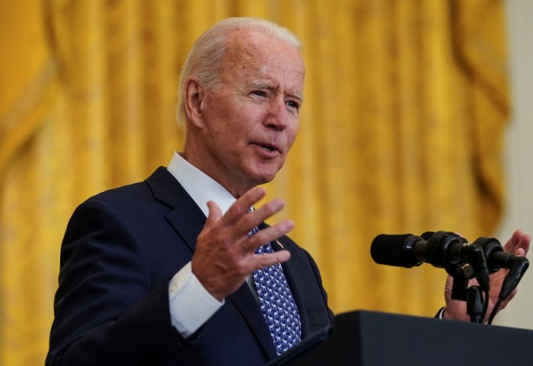 U.S. President Joe Biden delivers remarks in honor of labor unions in the East Room at the White House in Washington, U.S., September 8, 2021. REUTERS/Kevin Lamarque
