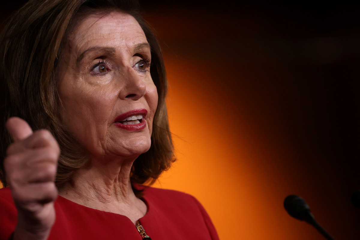 FILE PHOTO: U.S. House Speaker Nancy Pelosi (D-CA) holds her weekly news conference at the U.S. Capitol in Washington, U.S. September 8, 2021. REUTERS/Jonathan Ernst/File Photo
