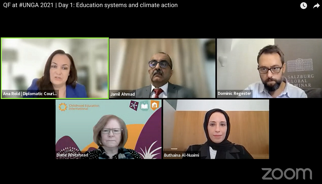 Panellists during QF’s 2021 Global Goals Week discussion on youth and climate change. 