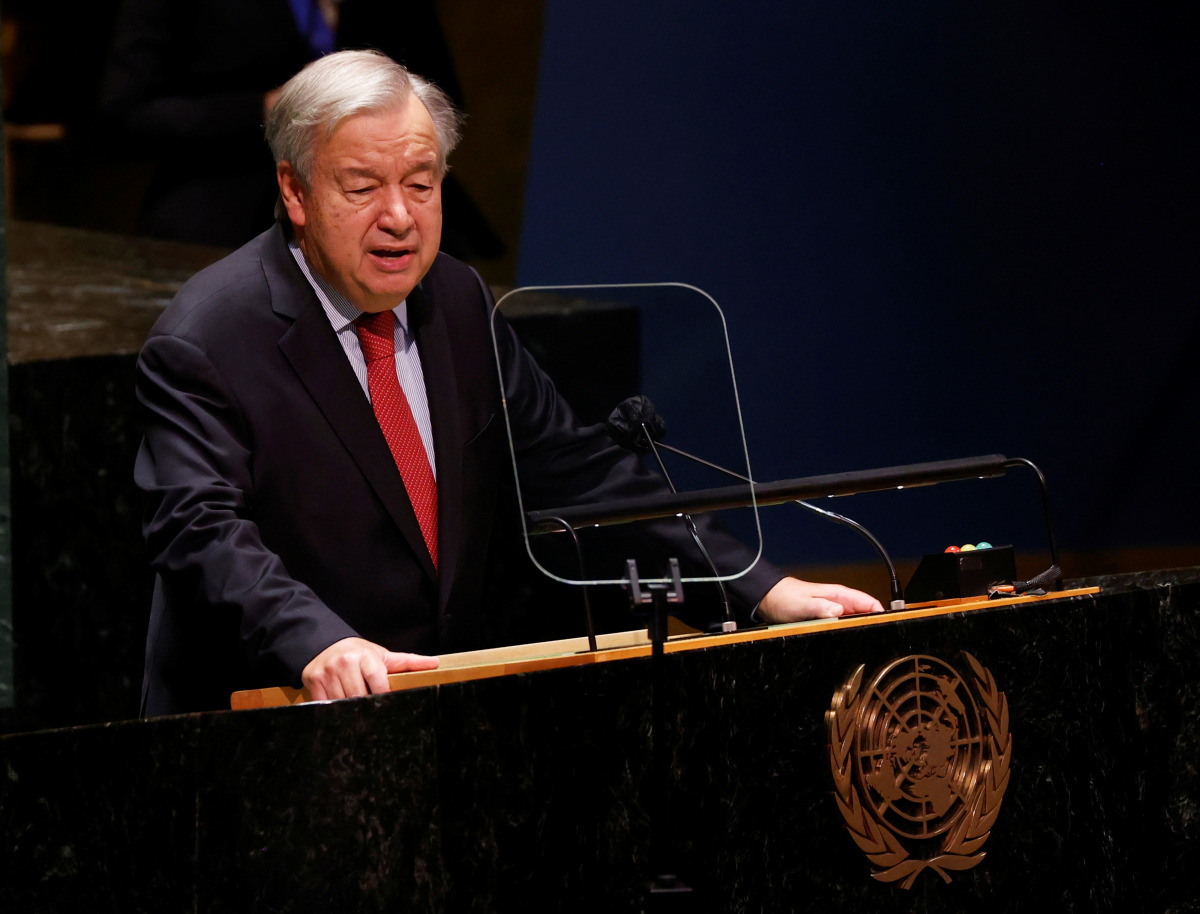 United Nations Secretary-General Antonio Guterres speaks at a high-level meeting to commemorate the twentieth anniversary of the adoption of the Durban Declaration and Programme of Action: 