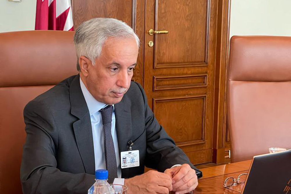 Minister of State for Foreign Affairs H E Sultan bin Saad Al Muraikhi participating in the ministerial meeting on the International, Impartial and Independent Mechanism to Assist in the Investigation and Prosecution of Persons Responsible for the Most Ser