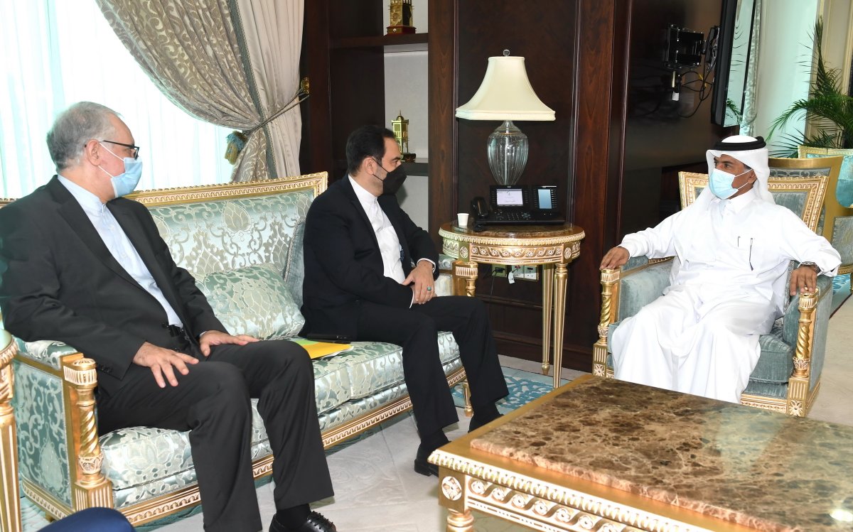 Secretary-General of the Ministry of Foreign Affairs H E Dr. Ahmed bin Hassan Al Hammadi meeting Deputy Foreign Minister for Consular, Parliamentary and Expatriates Affairs at the Ministry of Foreign Affairs of Iran, H E Seyyed Kazem Sajjadi, in Doha, yes