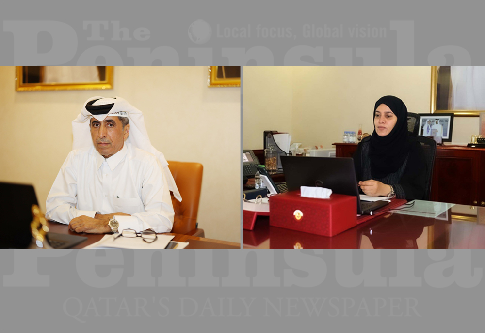 Undersecretary of the Ministry of Education and Higher Education Dr. Ibrahim bin Saleh Al Nuaimi (left) and Secretary-General of the QNCECS, Dr. Hamda Hassan Al Sulaiti addressing the conference. 