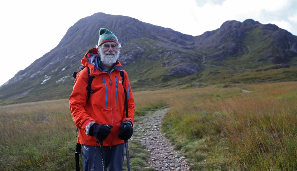 Climber Nick Gardner pauses as he ascends Buachaille Etive Mor in Scotland, Britain September 29, 2021. Reuters/Russell Cheyne