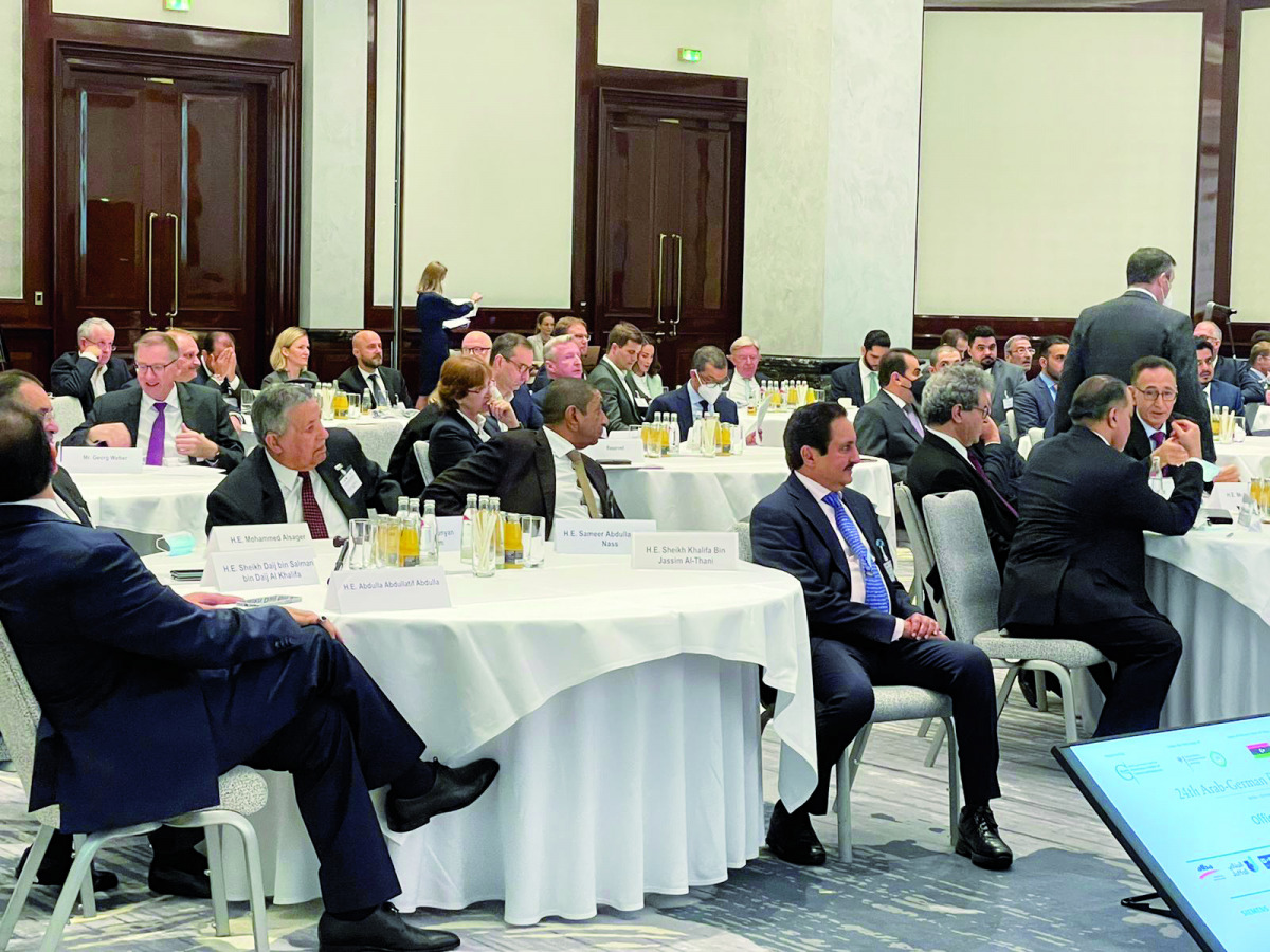 Qatar Chamber (QC) Chairman Sheikh Khalifa bin Jassim Al Thani, with other delegates attending the Arab-German Chamber of Commerce and Industry meetings and 24th Arab-German Business Forum, in Berlin, Germany, recently. 