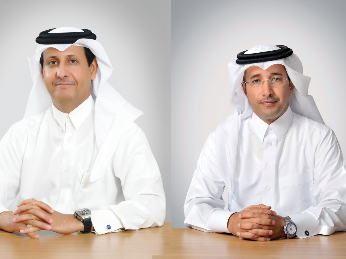 Chairman and Managing Director of al khaliji Sheikh Hamad bin Faisal bin Thani Al Thani (left); and Group CEO of al khaliji, Fahad al Khalifa
