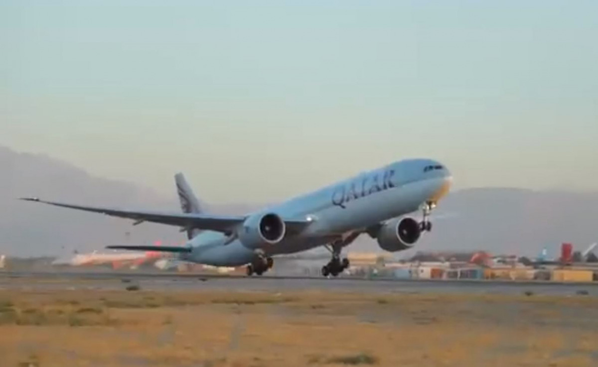 A screenshot showing the flight taking off from Kabul.