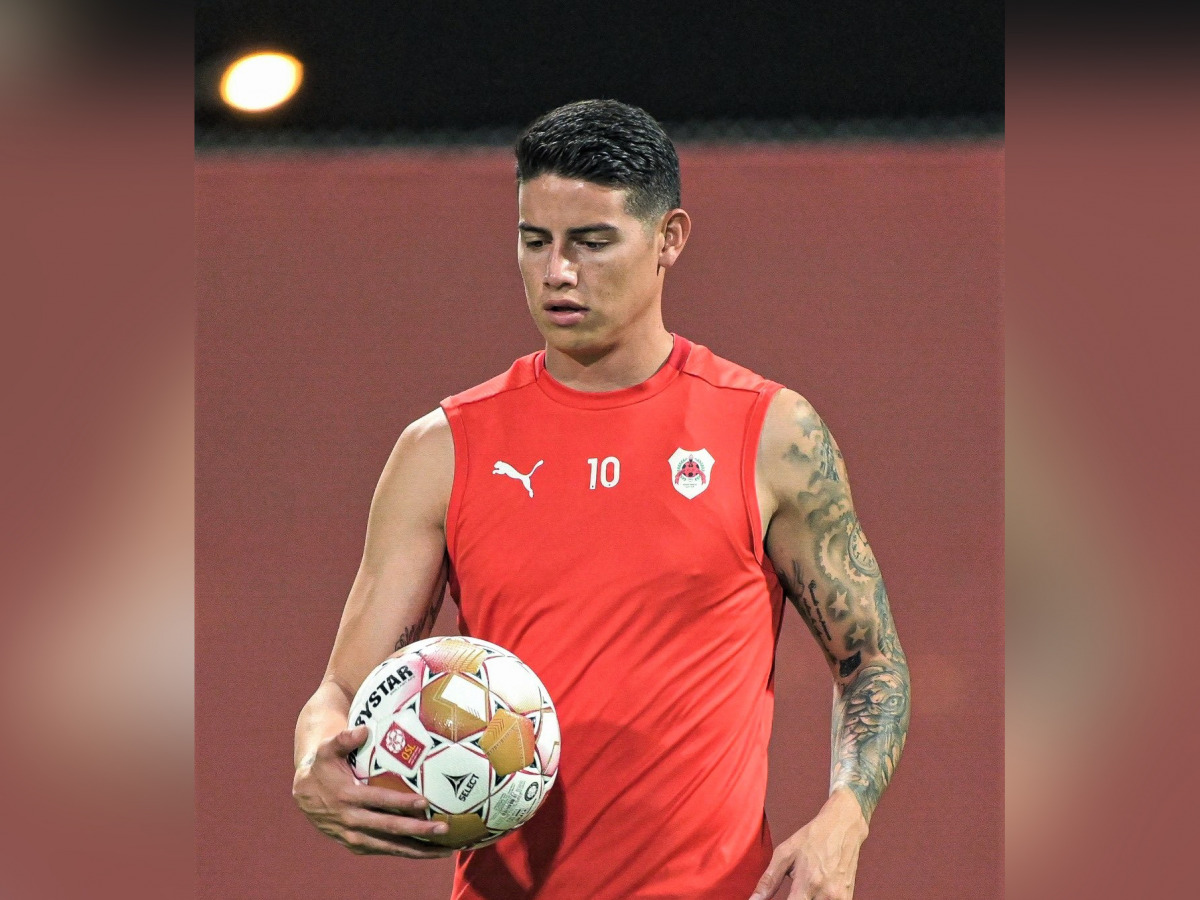 James Rodriguez during Al Rayyan's training session.