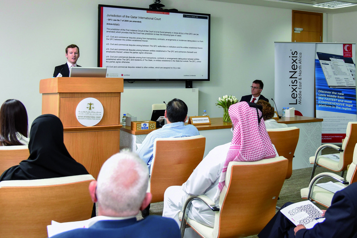 Christopher Grout, Registrar at Qatar International Court addressing the seminar.