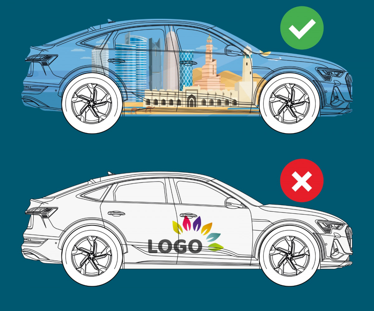 Image shows an example of design concept which is correct and an example of one that is incorrect.