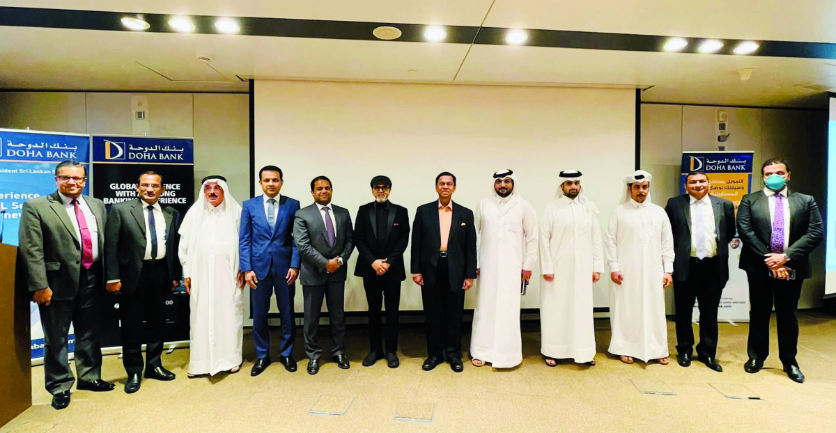 Doha Bank CEO Dr. R. Seetharaman with the Sri Lankan delegation in presence of other officials and dignitaries.