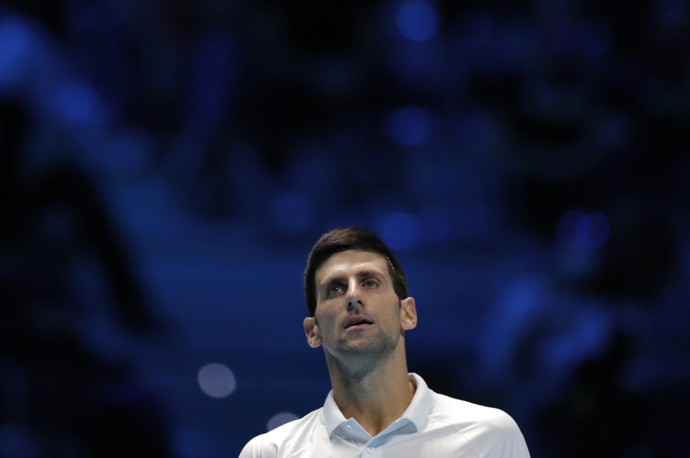 November 20, 2021 Serbia's Novak Djokovic during his semi final match against Germany's Alexander Zverev REUTERS/Guglielmo Mangiapane