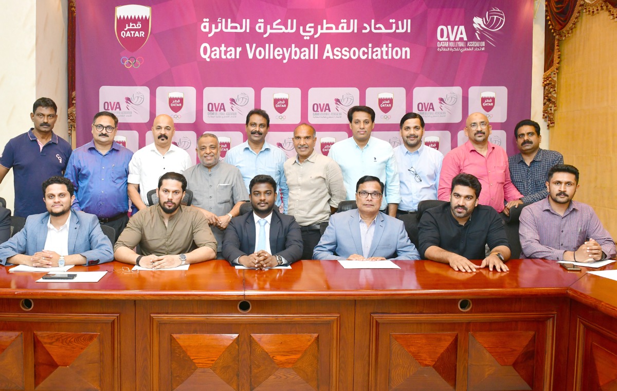 Volleyball Loving Indians in Qatar (VoliQ) officials and sponsors of the Seashore Group - Souq Al Baladi GIMS Cup Volley Fest 2021 pose for a photograph.