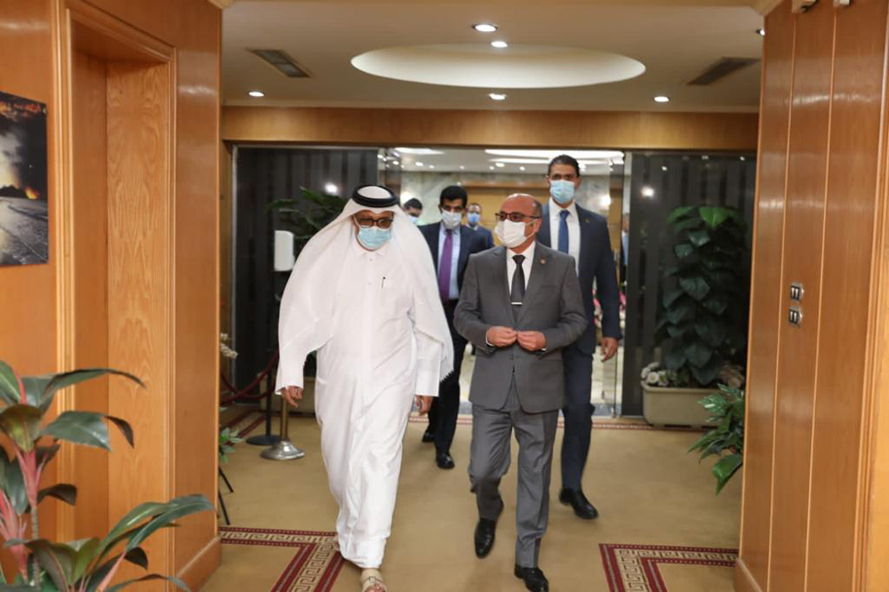 Minister of Justice H E Masoud bin Mohammed Al Ameri with Egypt's Minister of Justice H E Counselor Omar Marwan in Cairo yesterday.
