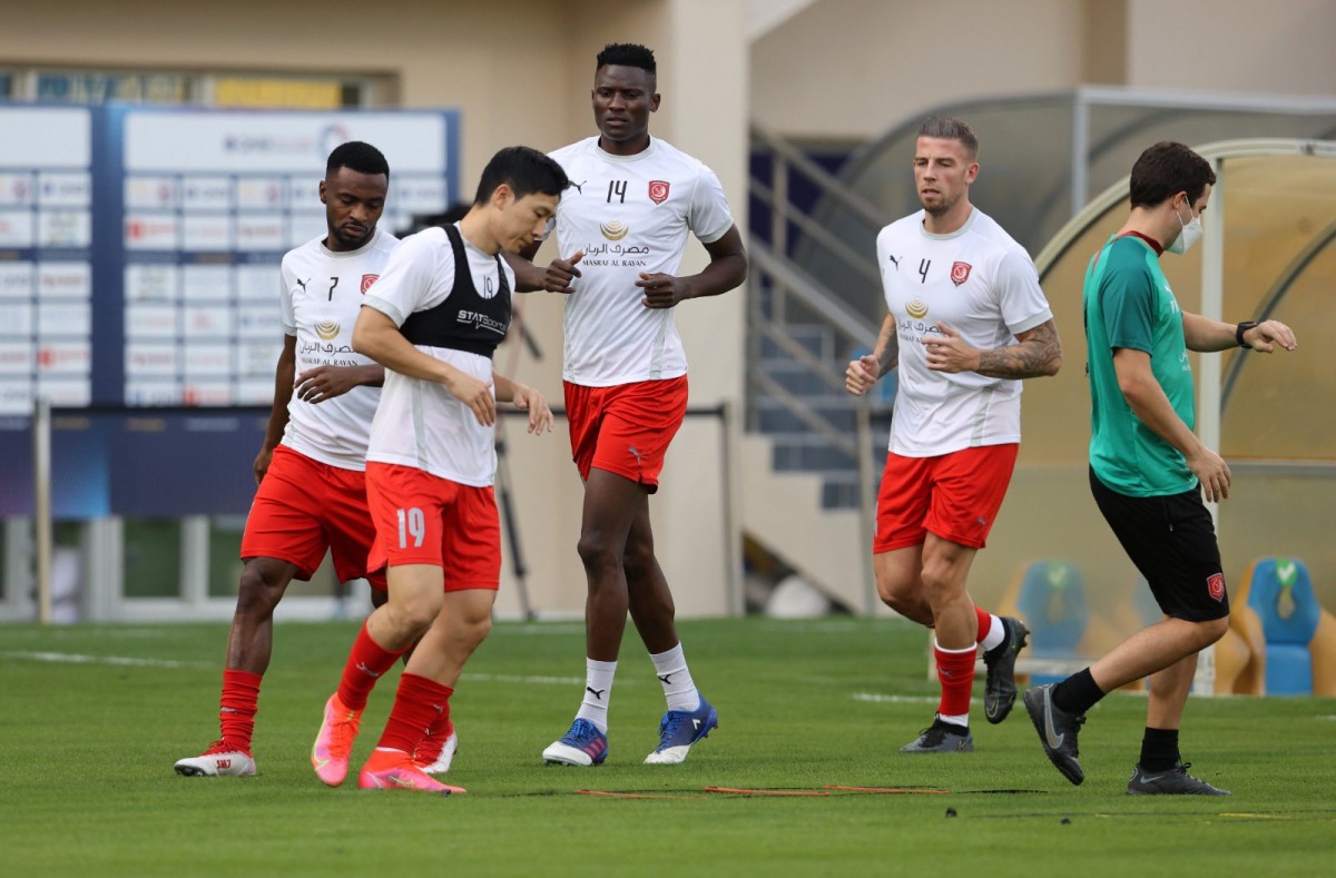 Al Duhail players during a training session. 