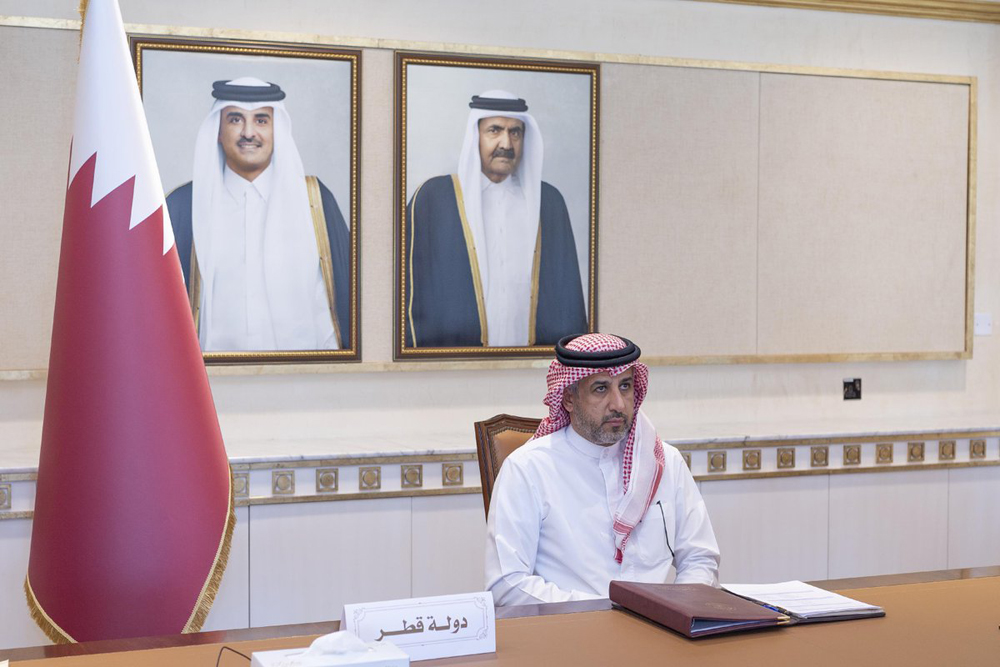 H E Major-General Abdulaziz bin Faisal Al Thani during the meeting.   
