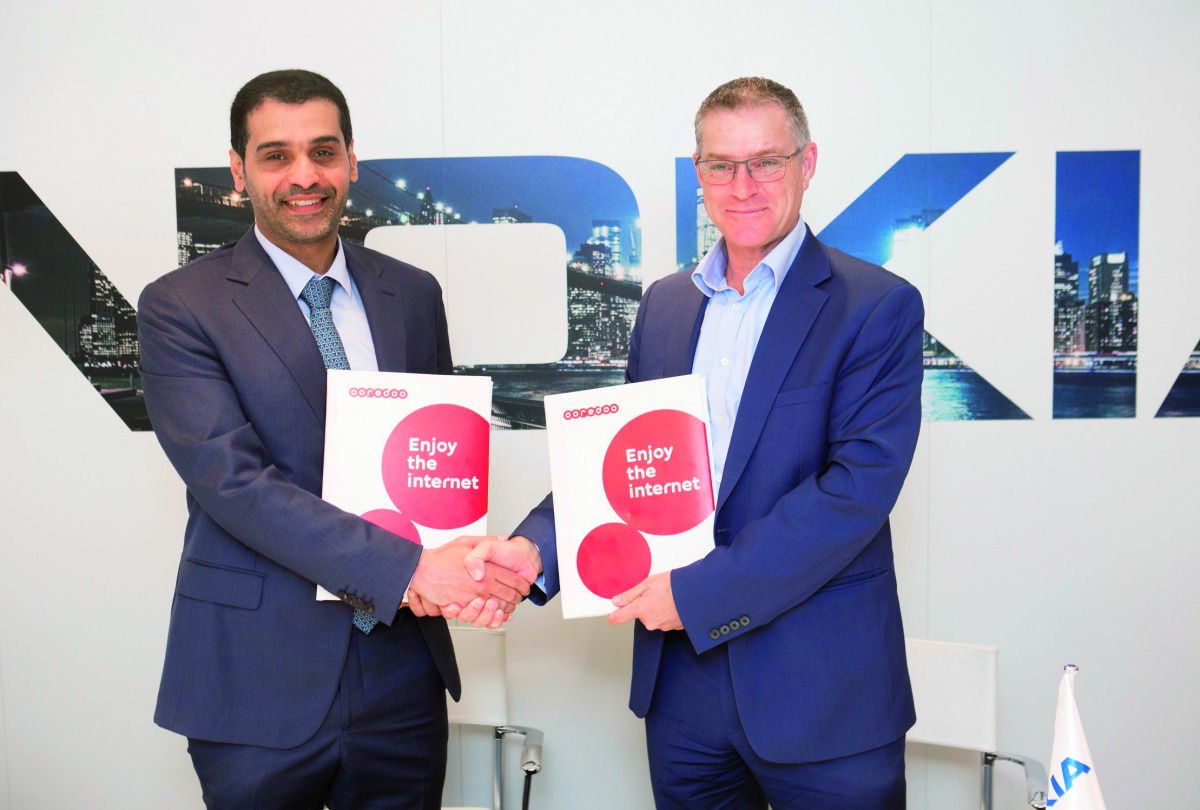 Sheikh Mohammed bin Abdulla Al Thani, CEO, Ooredoo Qatar and Chief Customer Experience Officer, Nokia, Ricky Corker during the event. 