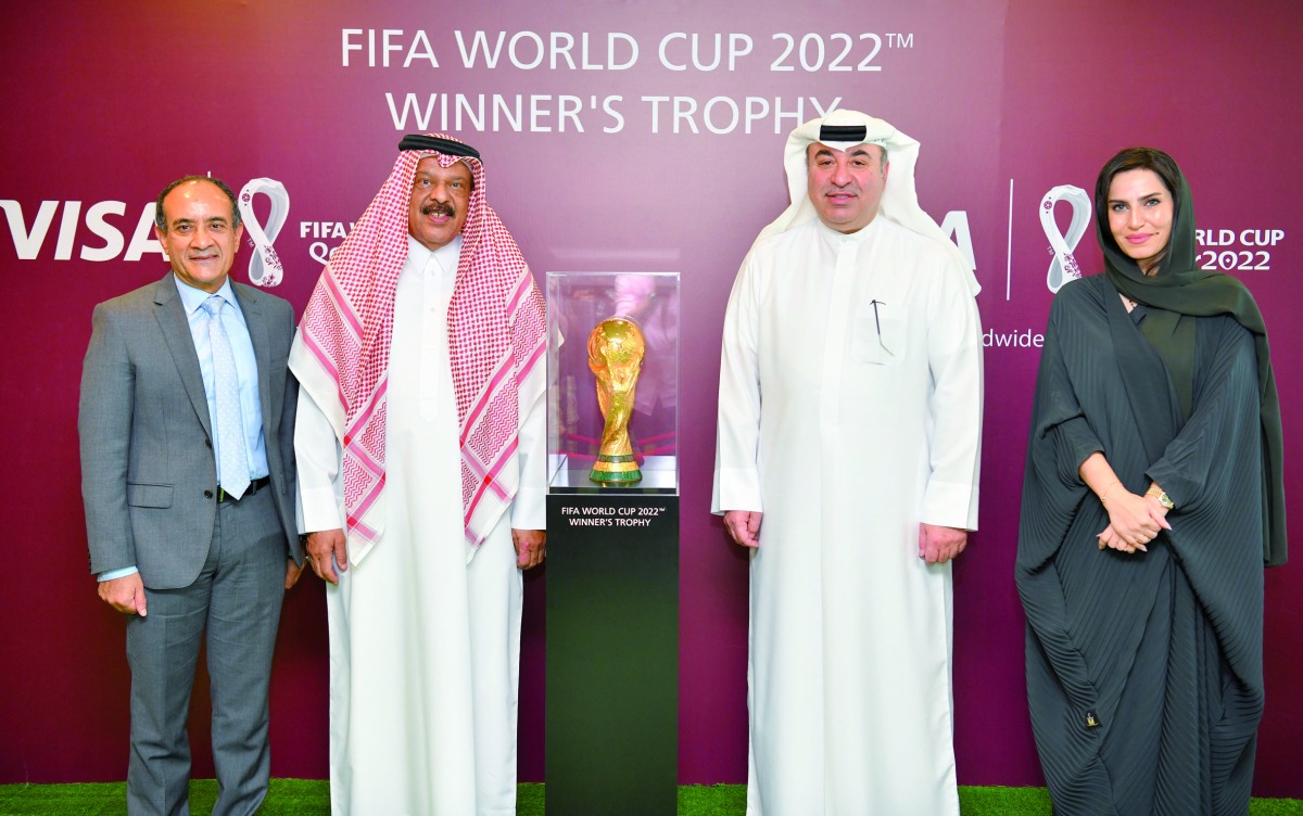 Officials during an event hosted by Visa for the viewing of the iconic FIFA World Cup Trophy for Commercial Bank cardholders. 