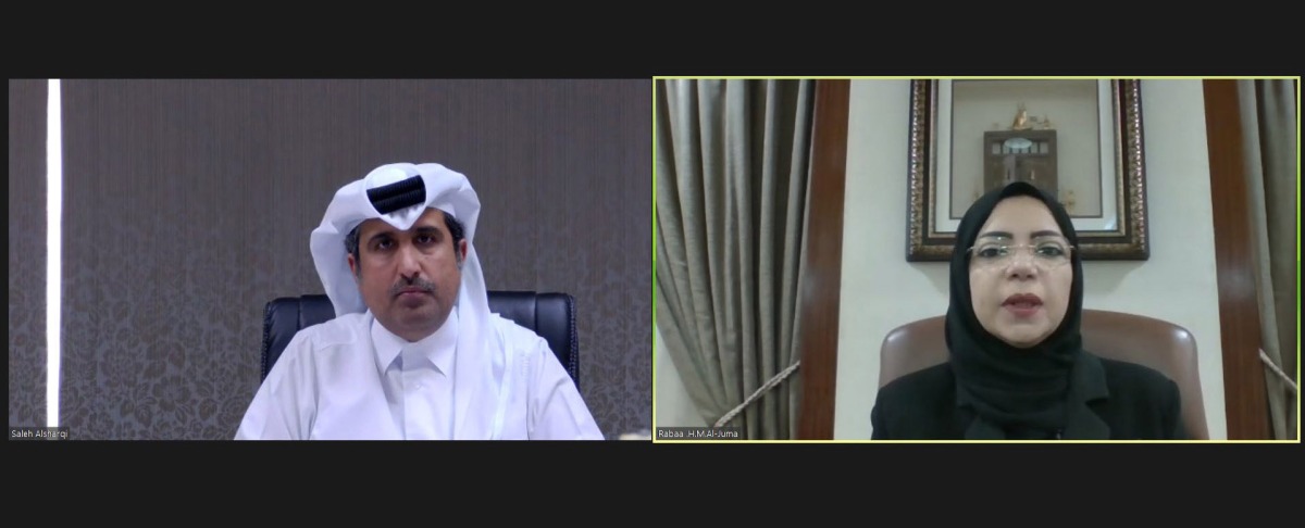 UN Senior Stakeholders Advisor and Country Manager of the Global Compact in Qatar and Kuwait Rabaa Hassan Al Juma and Qatar Chamber General Manager Saleh bin Hamad Al Sharqi during the event.