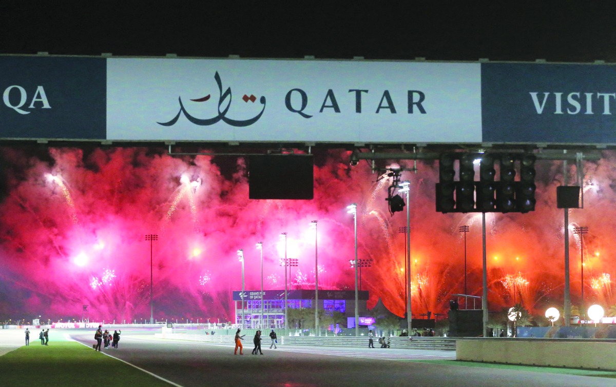 A general view of fireworks after the Qatar Grand Prix on Sunday.