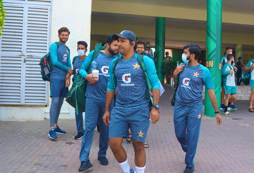 Pakistan team arrives at Gaddafi Stadium Lahore for training. Pic: PCB 