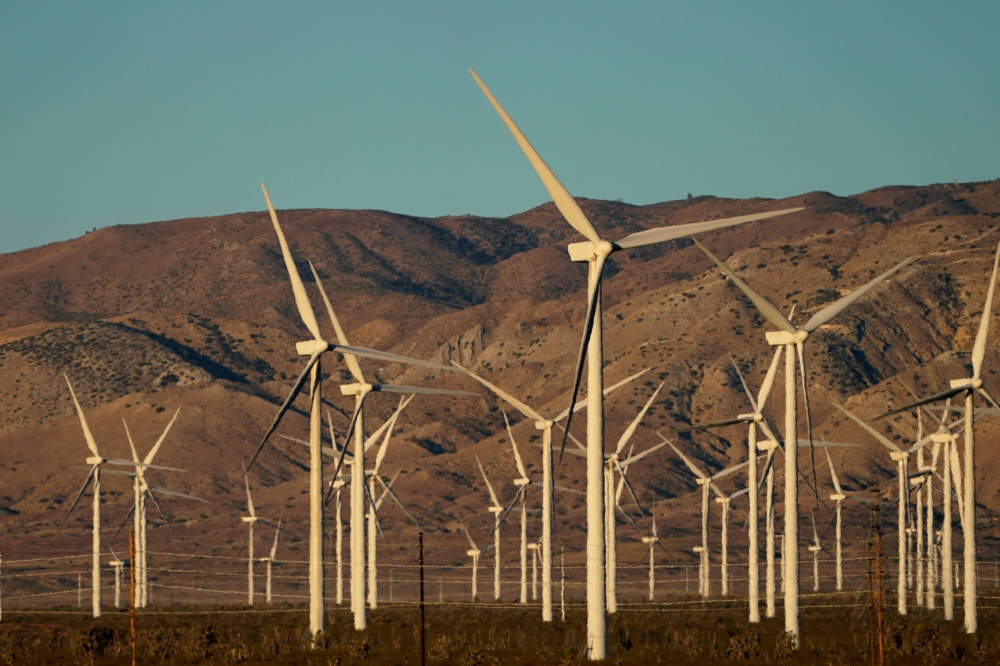 A wind farm is shown in Movave, California, U.S., November 8, 2019. REUTERS/Mike Blake/File Photo/File Photo