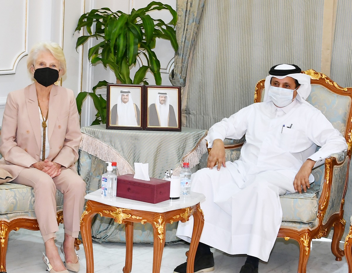 Qatar Chamber Chairman Sheikh Khalifa bin Jassim Al Thani with Former US Representative, Jane Harman.