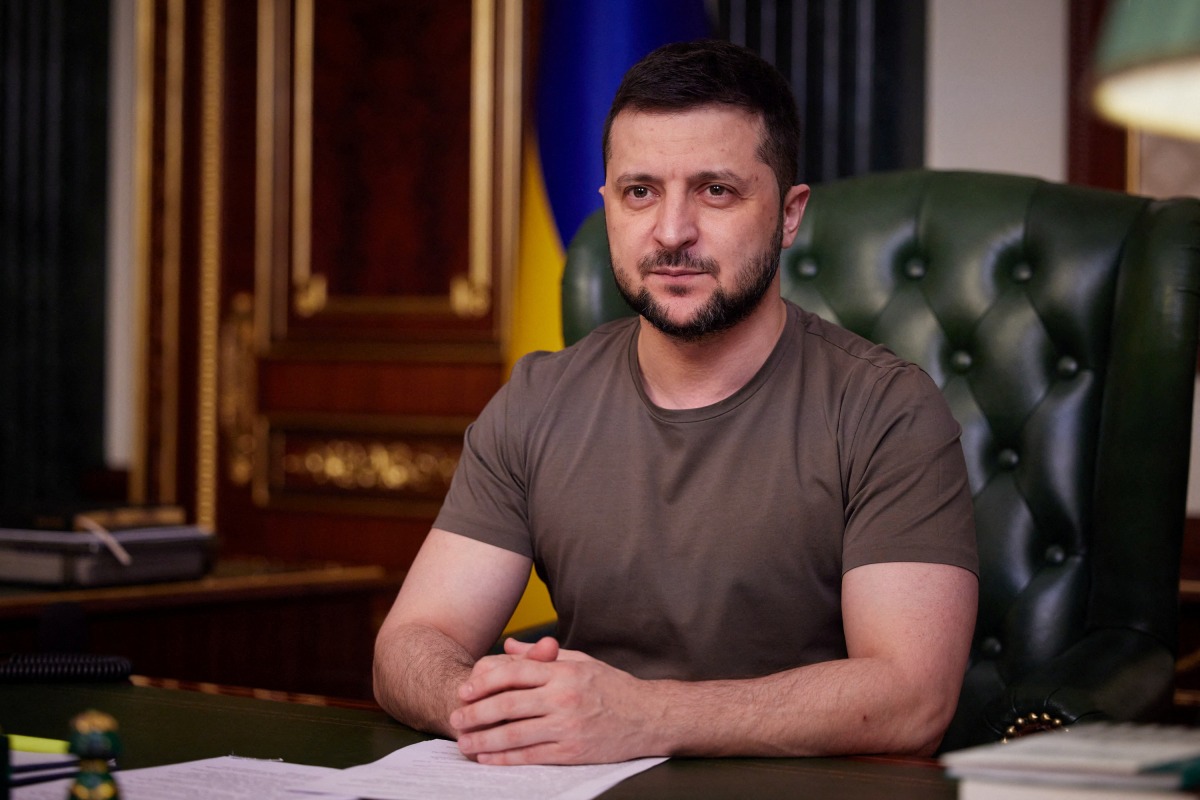 Ukraine's President Volodymyr Zelenskiy addresses the Ukrainian people, as Russia's attack on Ukraine continues, in Kyiv, Ukraine March 25, 2022. Ukrainian Presidential Press Service/Handout via REUTERS ATTENTION EDITORS - THIS IMAGE HAS BEEN SUPPLIED BY A THIRD PARTY.
