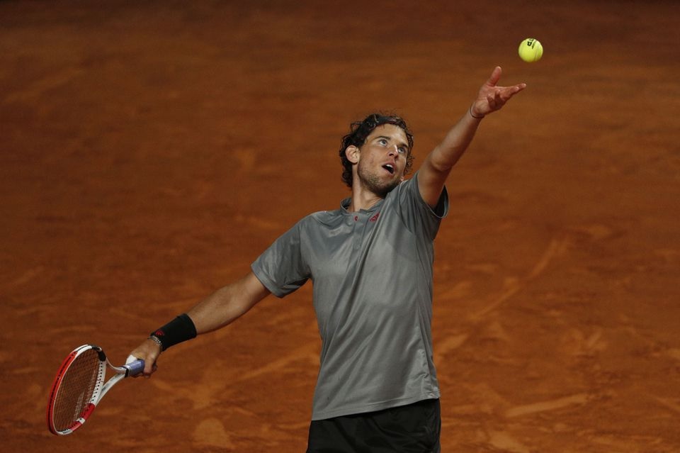 May 13, 2021 Austria's Dominic Thiem in action during his third round match against Italy's Lorenzo Sonego REUTERS/Guglielmo Mangiapane