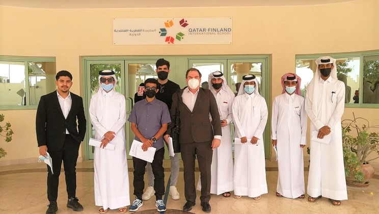 Officials at Qatar-Finland International School during the event.