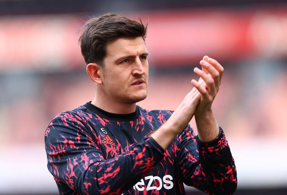 Manchester United's Harry Maguire during the warm up before the match REUTERS/David Klein


