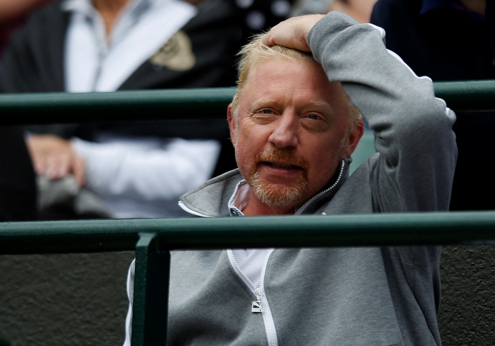 Boris Becker, coach of Serbia's Novak Djokovic on centre court before the resumption of his match against USA's Sam Querrey Reuters/Paul Childs/File Photo