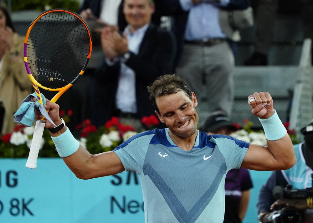 Spain's Rafael Nadal celebrates after winning his second round match against Serbia's Miomir Kecmanovic REUTERS/Vincent West
