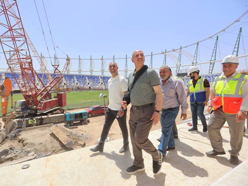 AGCFF officials during their visit to the Al Mina Stadium in Basra, Iraq, yesterday.