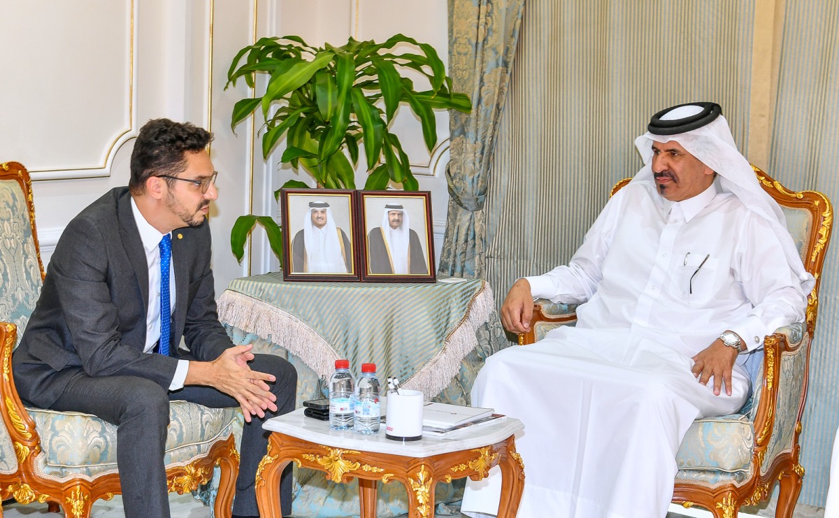 Qatar Chamber First Vice Chairman Mohamed bin Twar Al Kuwari with Rafael Solimeo, Head of the International Office at the Arab-Brazilian Chamber of Commerce.