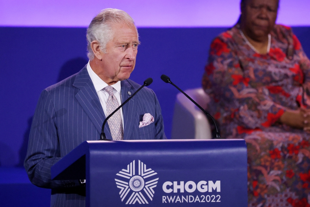 Britain's Prince Charles speaks during the opening ceremony of the Commonwealth Heads of Government Meeting (CHOGM) at the Kigali Convention Centre in Kigali, Rwanda June 24, 2022. (Dan Kitwood/REUTERS)
