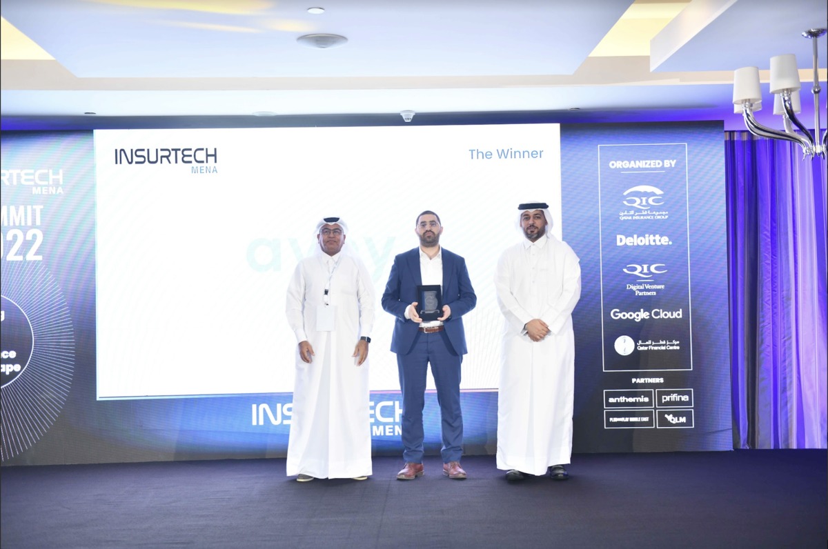 Salem Al Mannai, Group CEO of QIC Group awarding the winner, during InsurTech MENA Summit 2022, in Doha, recently.