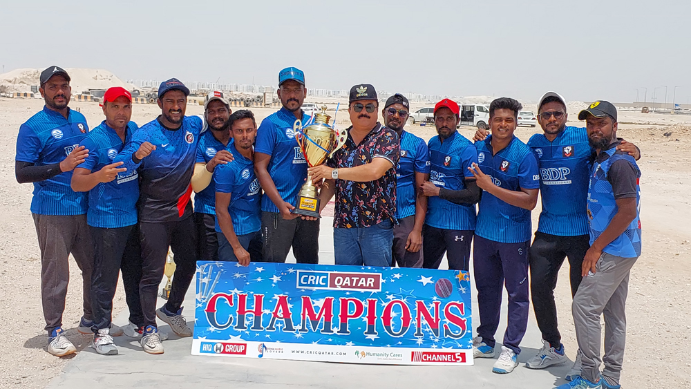 Doha Revolt Stars team poses after winning the CRIC QATAR’s Eid cup.