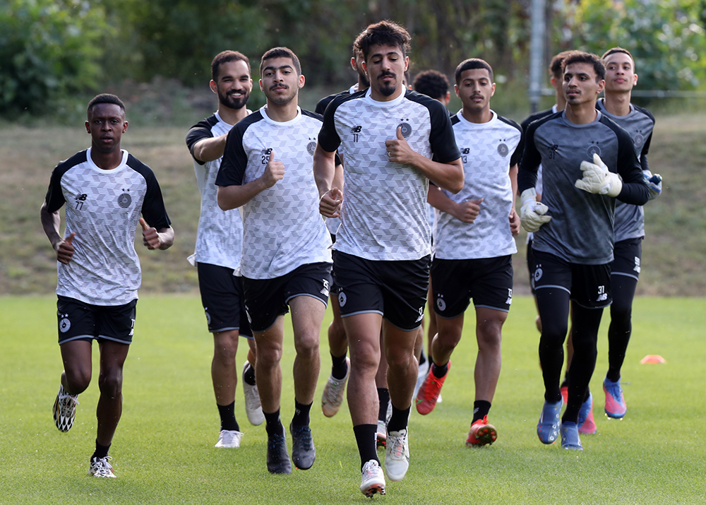 Al Sadd players during a training session in Austria.