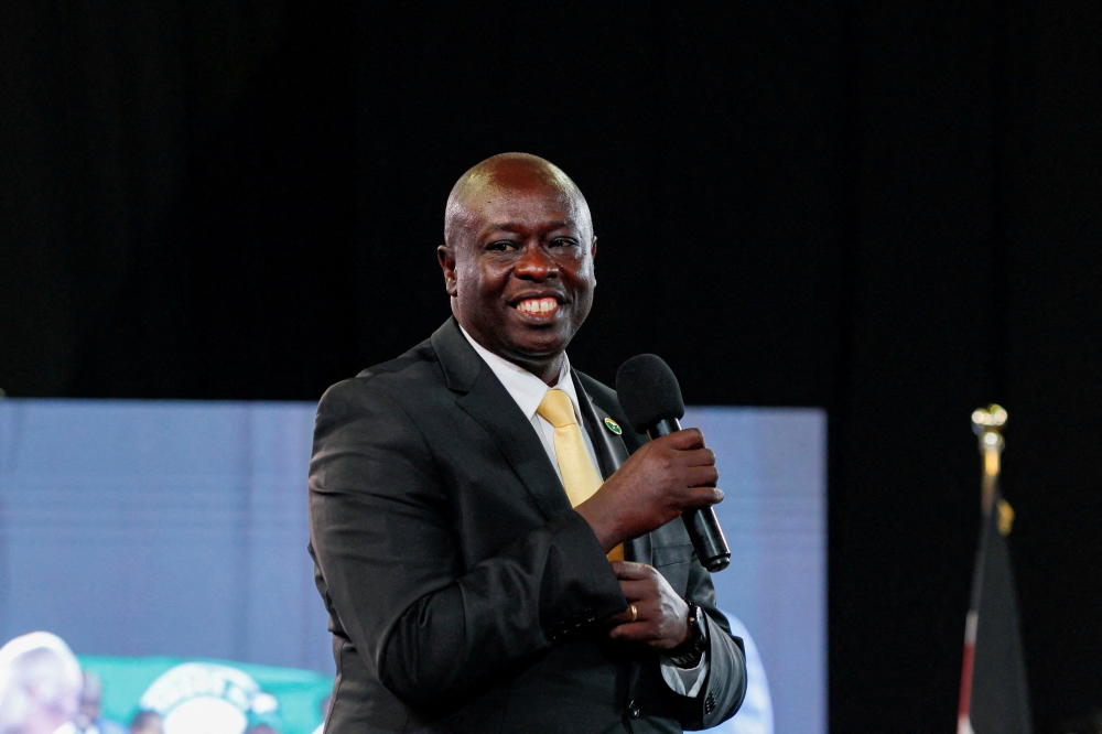 Kenya's Deputy President William Ruto's running mate Rigathi Gachagua of the United Democratic Alliance during the launch of their manifesto ahead of the forthcoming presidential election at the Kasarani stadium in Nairobi, Kenya, June 30, 2022. (REUTERS/Monicah Mwangi)