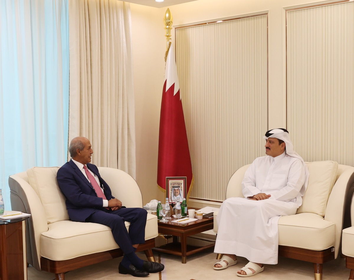 Undersecretary of the Ministry of Commerce and Industry H E Sultan bin Rashid Al Khater with Deputy Director General of the World Intellectual Property Organization (WIPO) Ambassador Hasan Kleib during the meeting.
