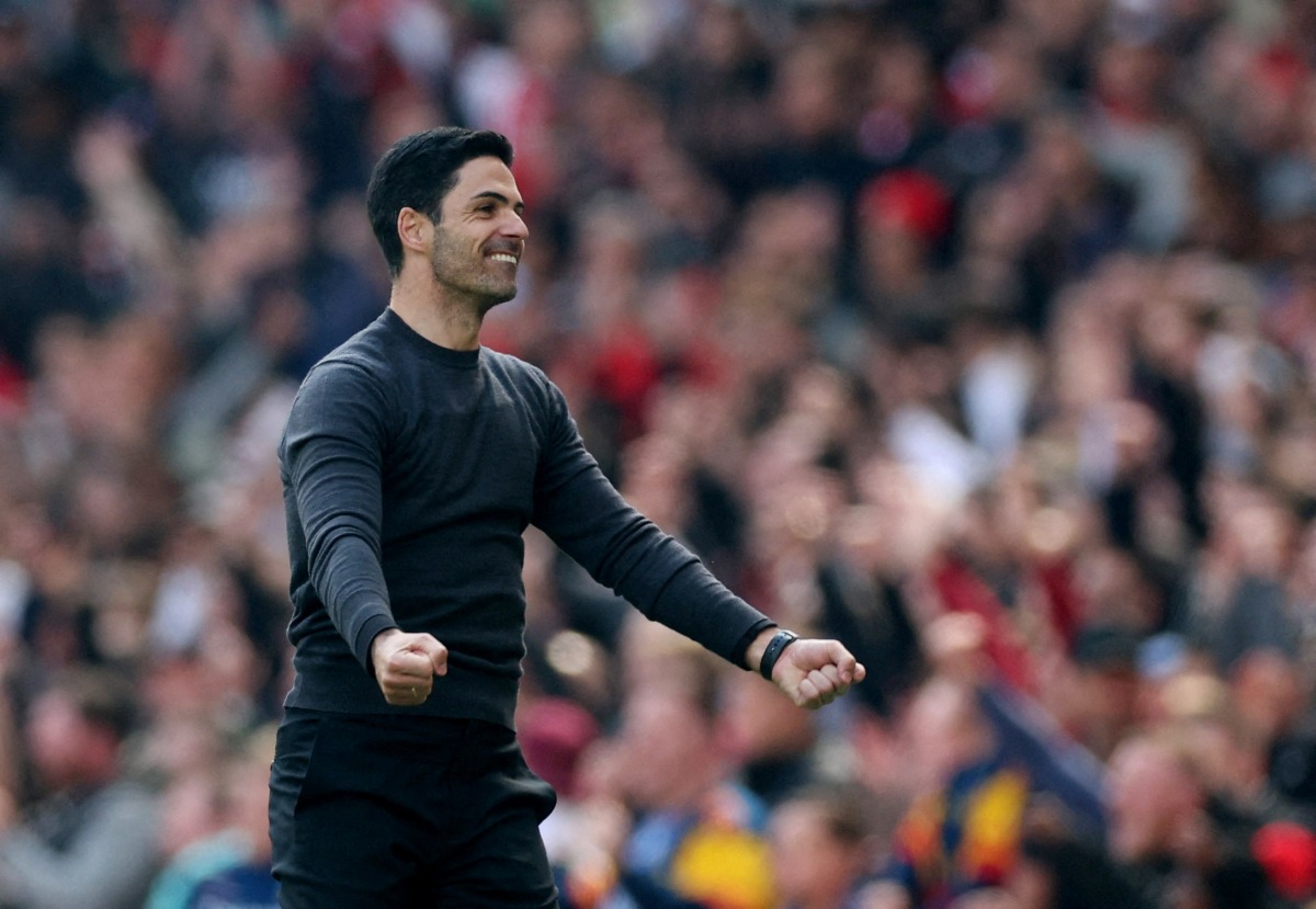 FILE PHOTO: Arsenal manager Mikel Arteta celebrates after the match Action Images via Reuters/Paul Childs

