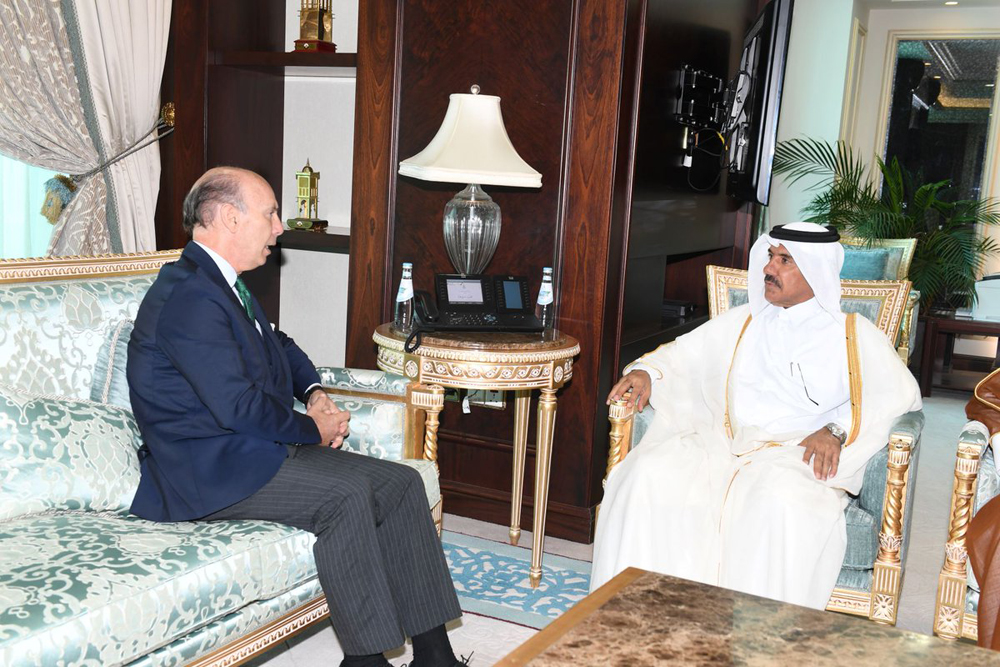 Secretary-General of the Ministry of Foreign Affairs H E Dr. Ahmed bin Hassan Al Hammadi with Ambassador of Spain H E Javier Carbajosa Sanchez.
