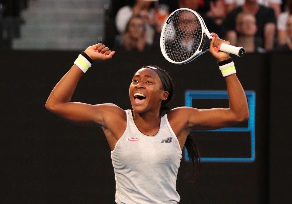 Cori Gauff of the U.S. celebrates after the match against Japan's Naomi Osaka. REUTERS/Hannah Mckay


