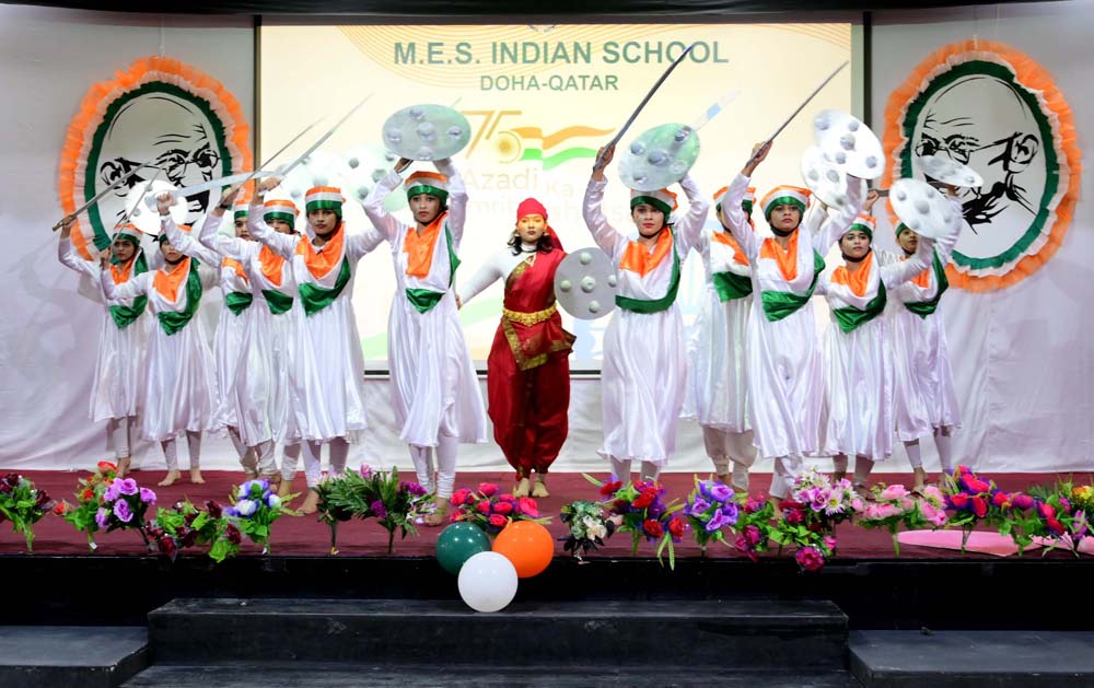 MES Indian School children performing during the Independence Day celebration.