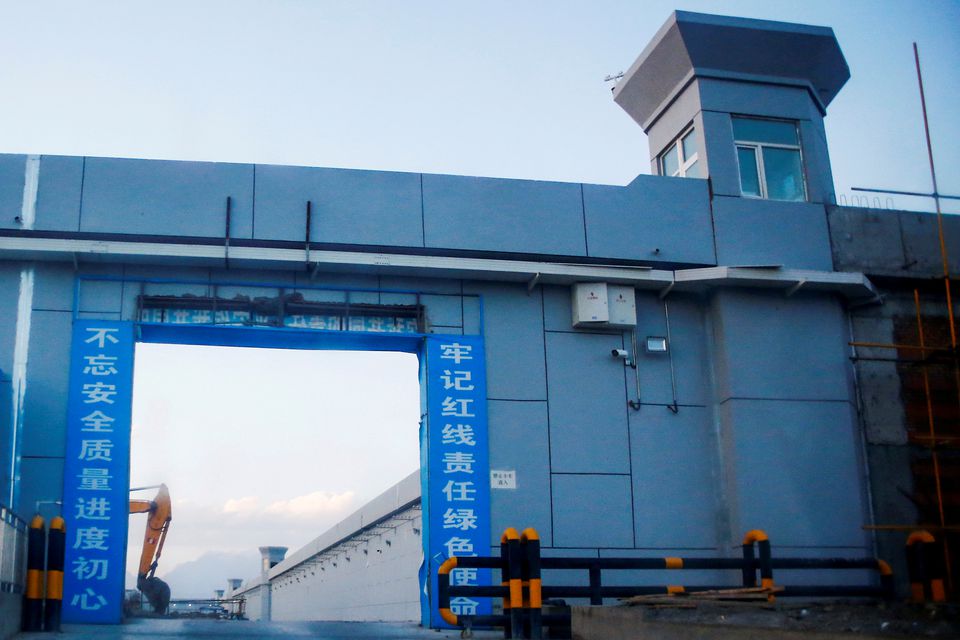 A gate of what is officially known as a vocational skills education centre is photographed in Dabancheng, in Xinjiang Uighur Autonomous Region, China September 4, 2018. REUTERS/Thomas Peter/File Photo

