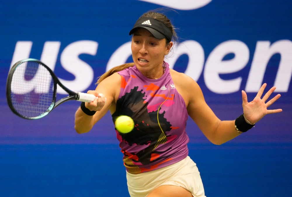 Jessica Pegula of the USA hits to Petra Kvitova of the Czech Republic on day eight of the 2022 US Open tennis tournament at USTA Billie Jean King National Tennis Center, Flushing, NY, September 5, 2022. (Robert Deutsch-USA TODAY Sports via Reuters)