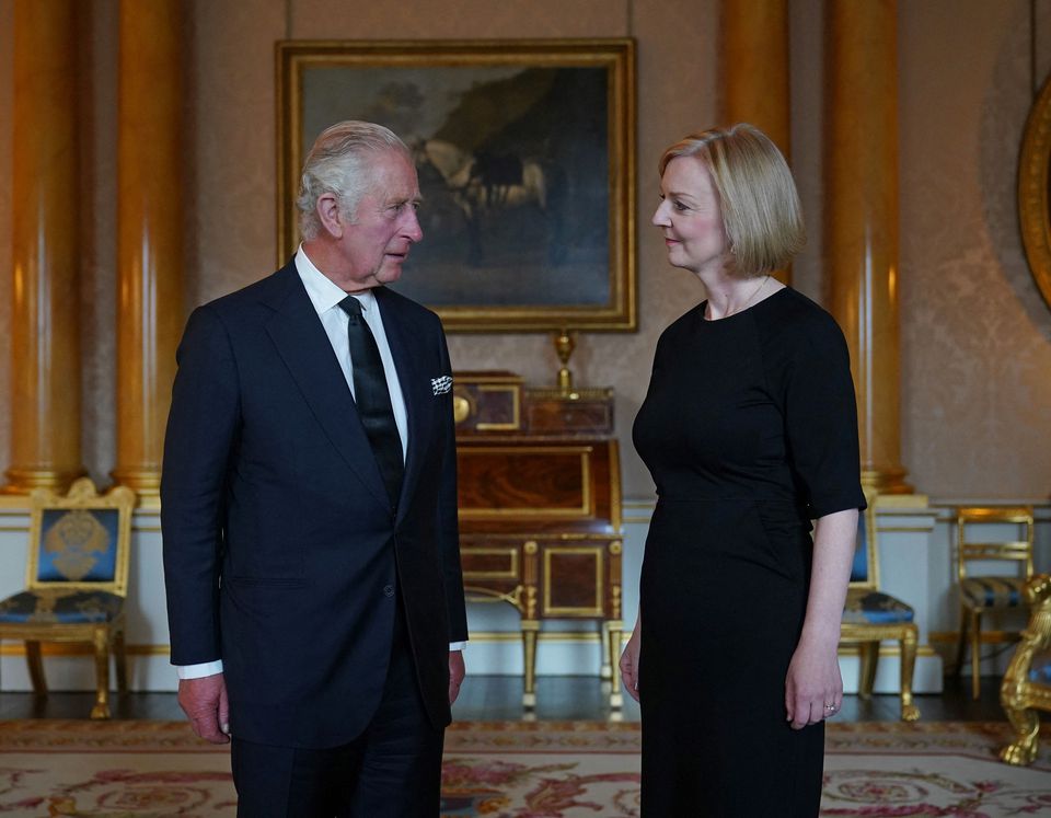 Britain's King Charles III during his first audience with Prime Minister Liz Truss at Buckingham Palace, following the death of Queen Elizabeth II on Thursday, in London, on September 9, 2022. Yui Mok/Pool via REUTERS